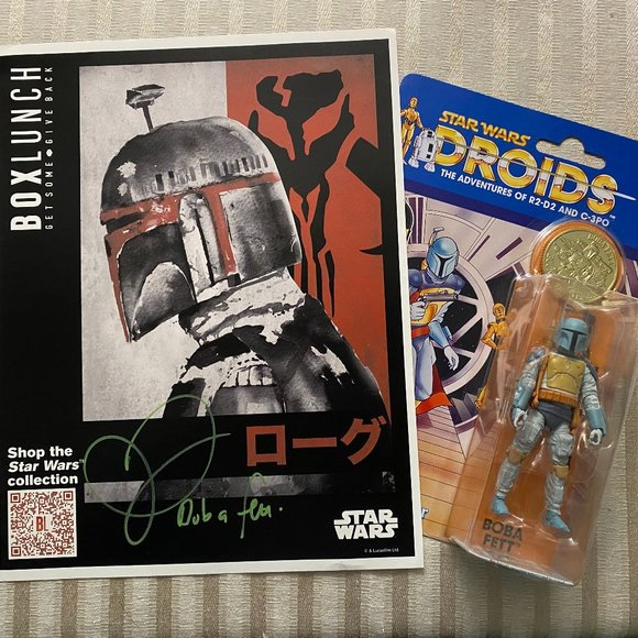 STAR WARS BOB FETT SIGNED POSTER WITH FIGURE AND COIN - Picture 3 of 3